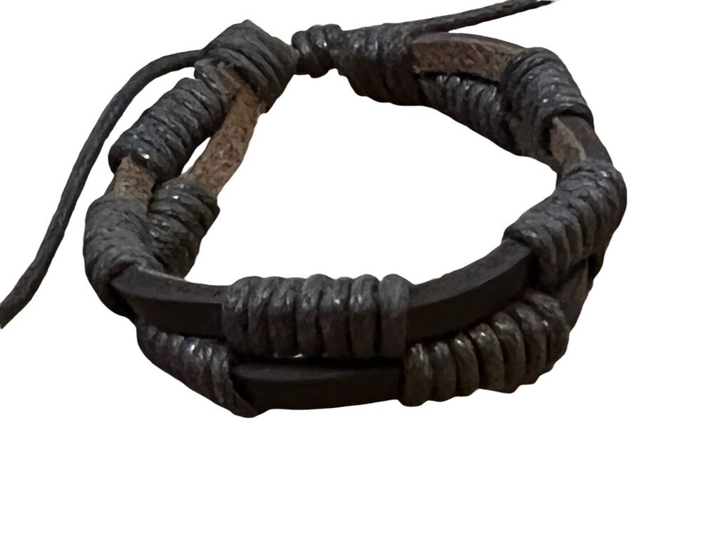 Double Strand Brown Wrapped Adjustable Bracelet